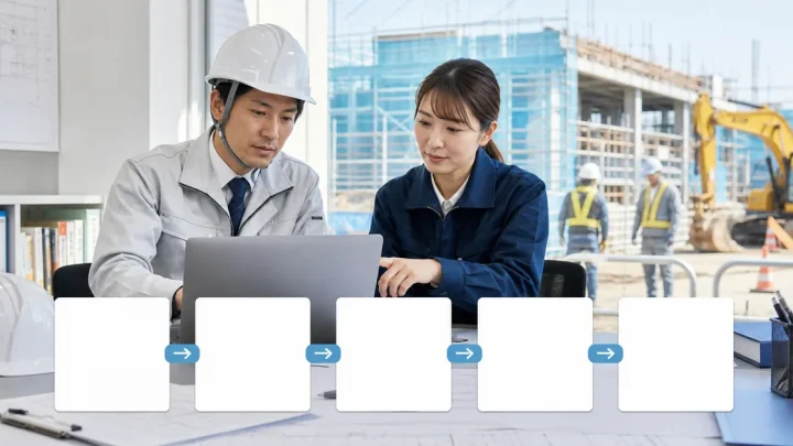 建設特定技能受入計画をオンラインで確認する企業担当者と支援担当者